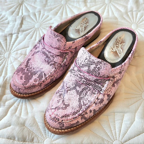 Freebird By Steven Monalisa Pink Snakeskin Leather Loafers Mules Slides Shoes 7 - Picture 2 of 7